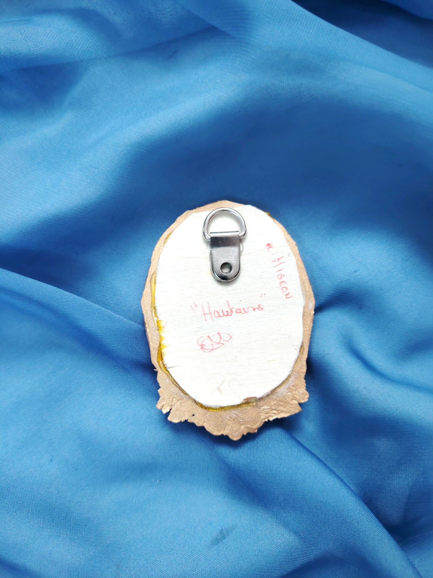 Portrait huile sur bois miniature "Hautaine"