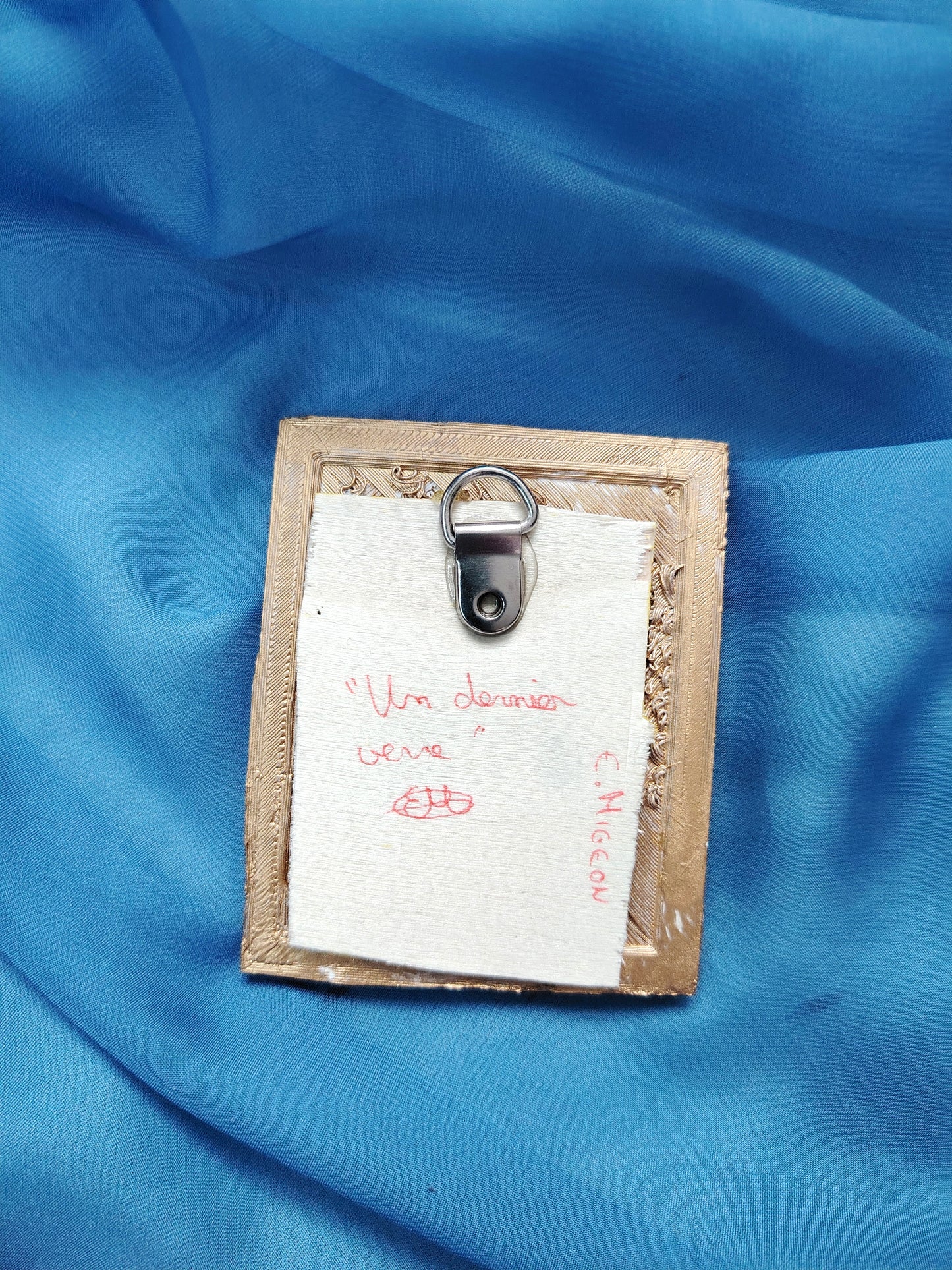 Portrait huile sur bois miniature "Un dernier verre"