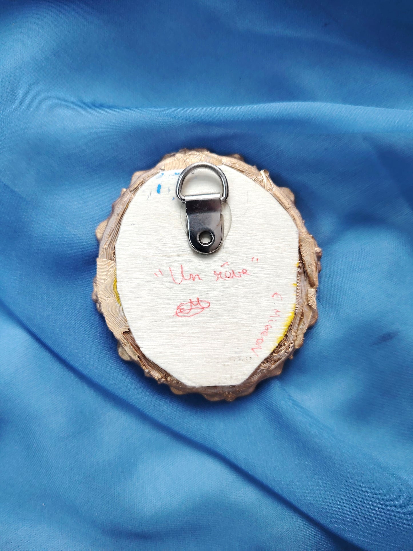 Portrait huile sur bois miniature "Un rêve"