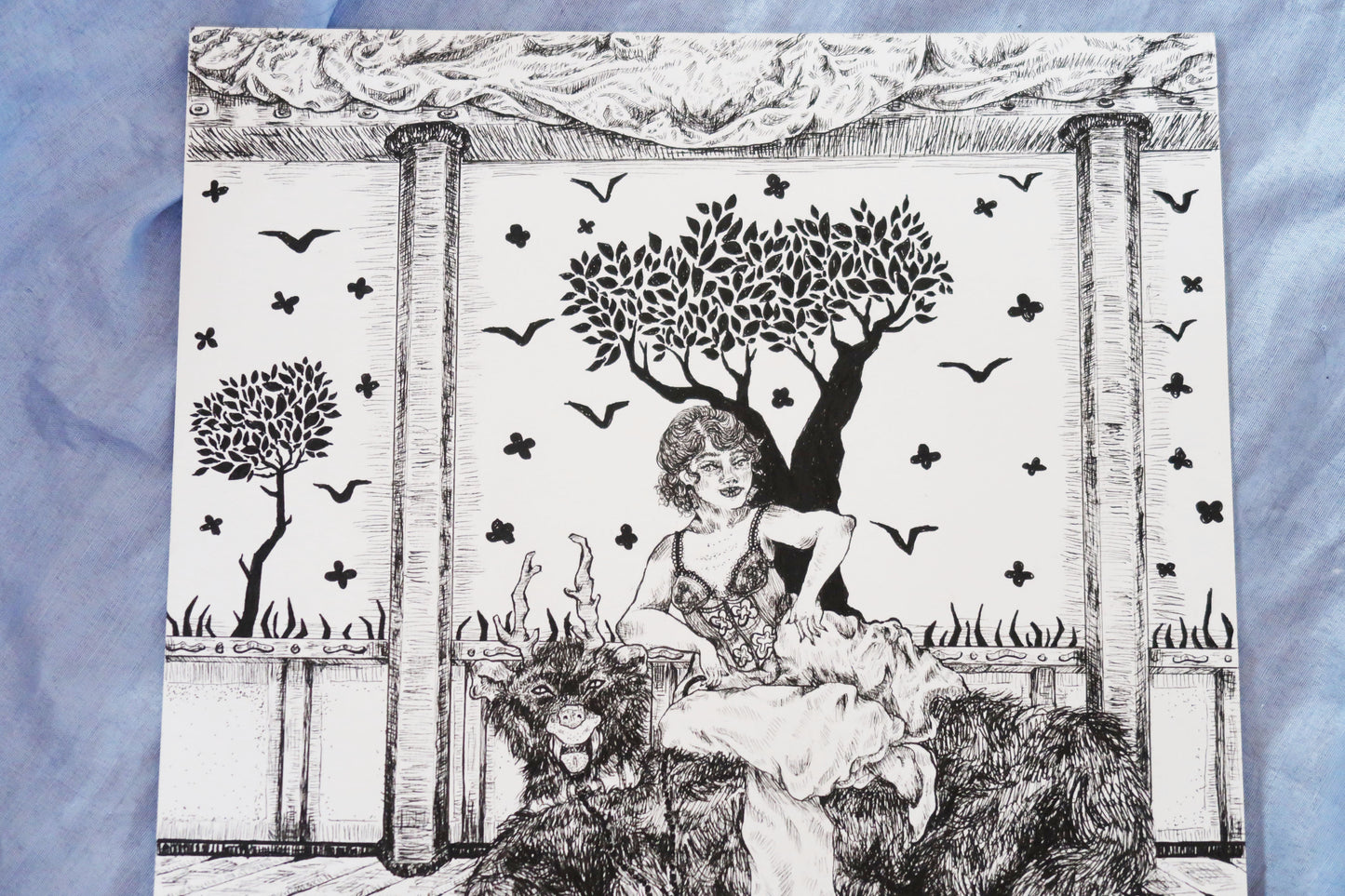 "La dompteuse de bête féroce" illustration aux stylos format A3
