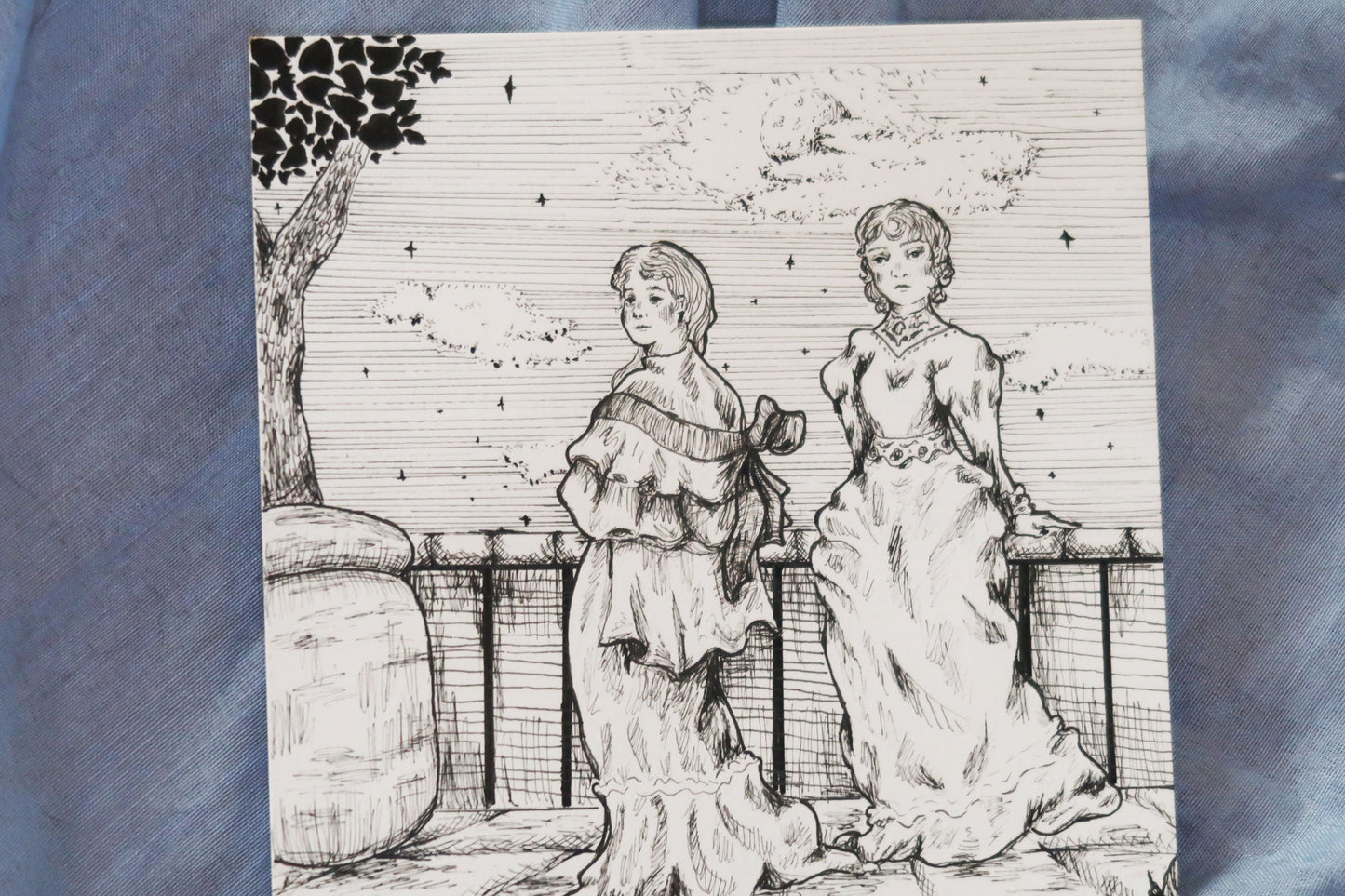 "Soirée mondaine" illustration aux stylos format A5