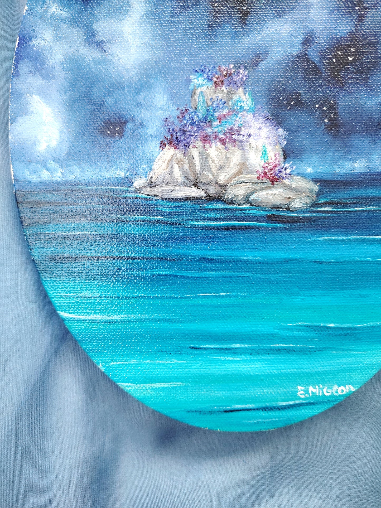 Peinture à l'huile "L'île magique"