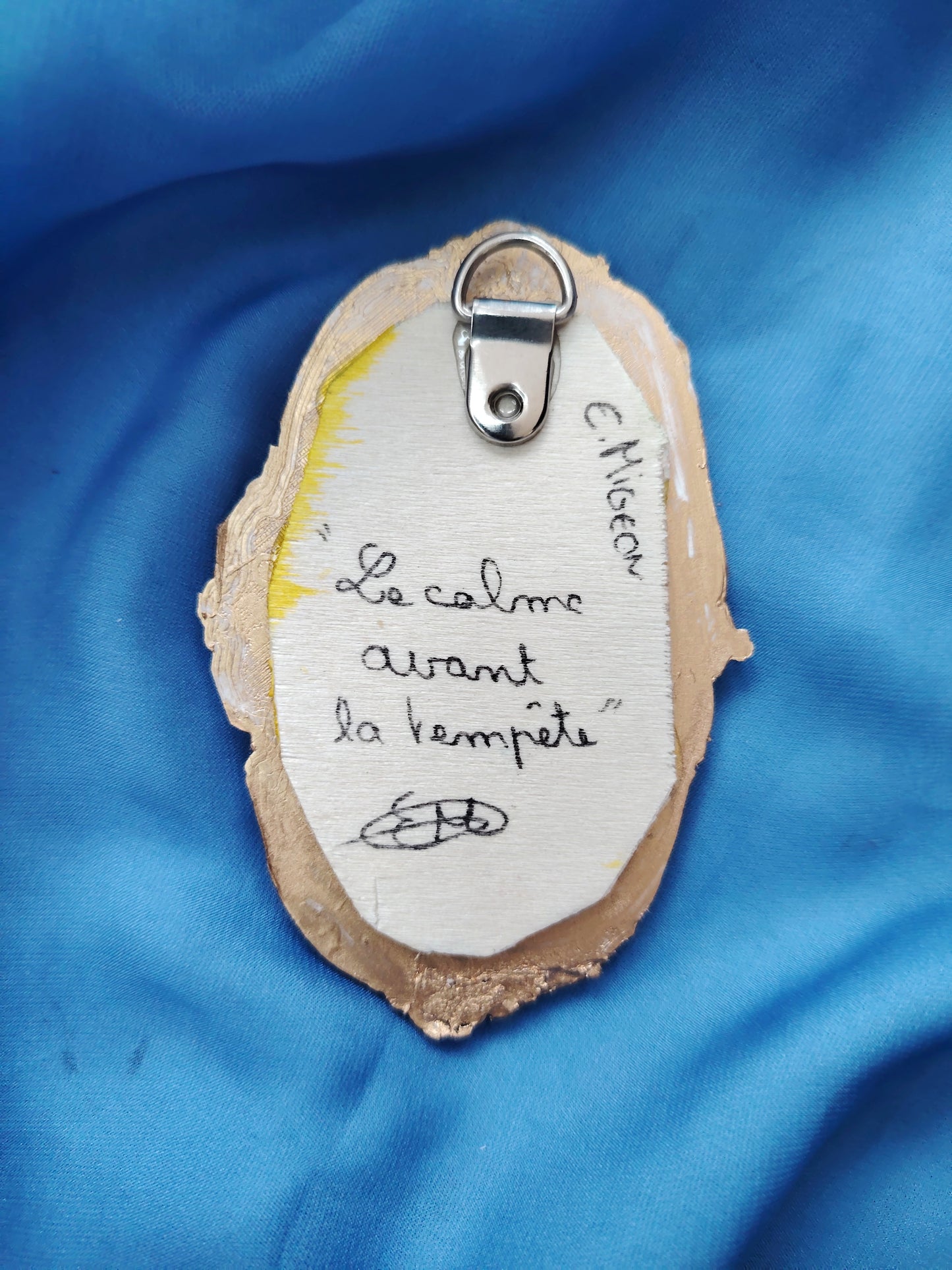 Huile sur bois miniature "Le calme avant la tempête"