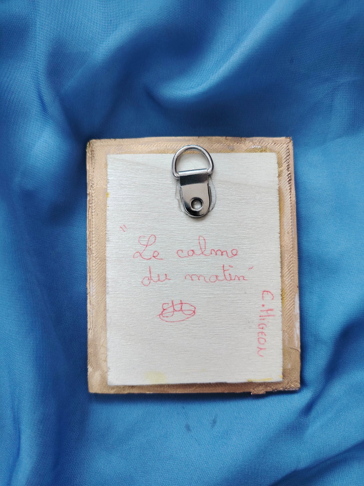 Huile sur bois miniature "Le calme du matin"