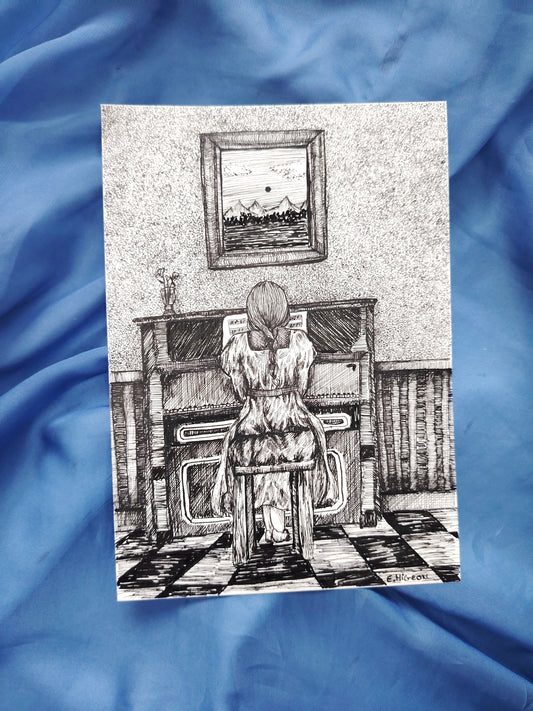 Illustration originale en A5 "La pianiste"