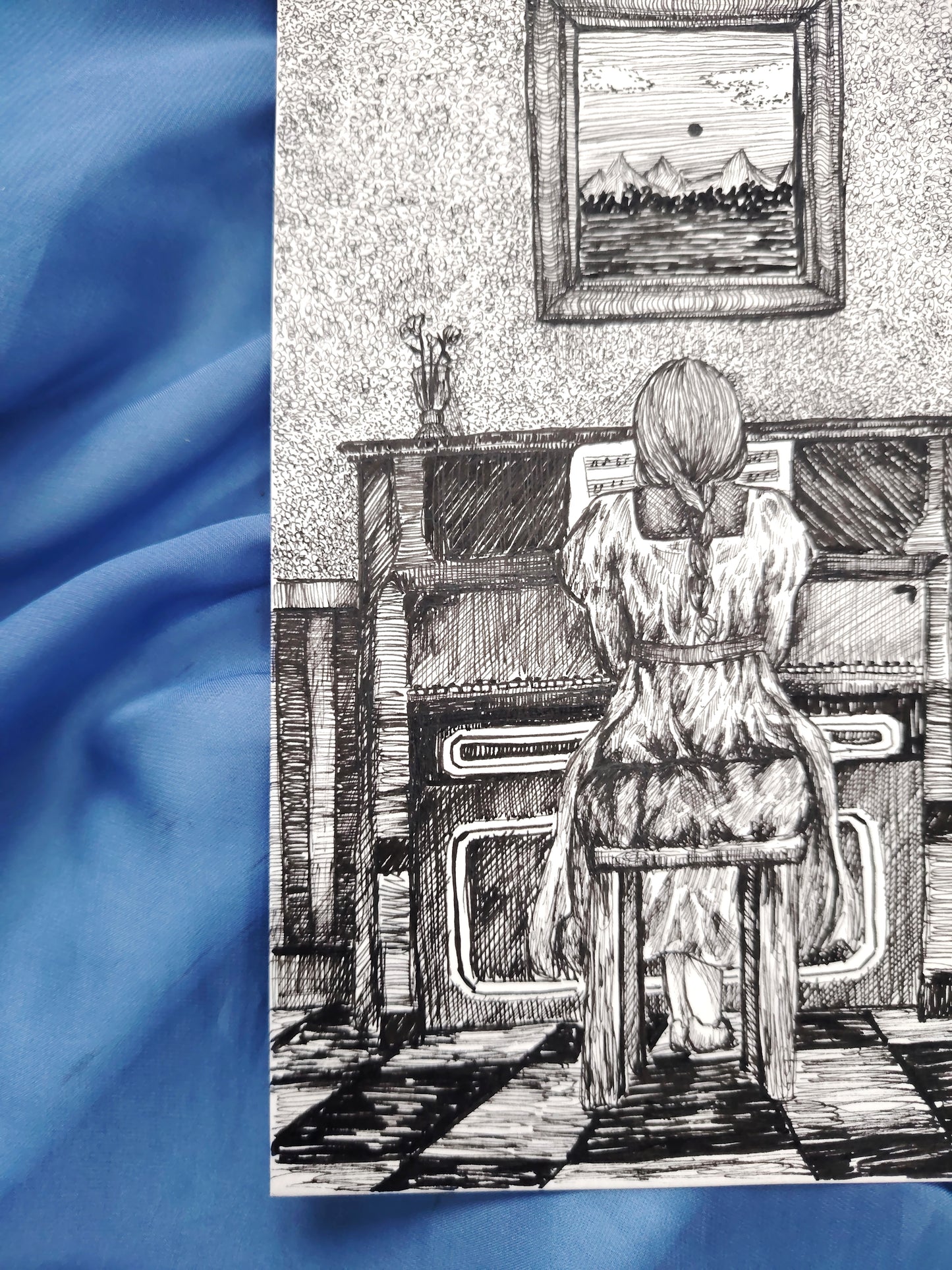 Illustration originale en A5 "La pianiste"