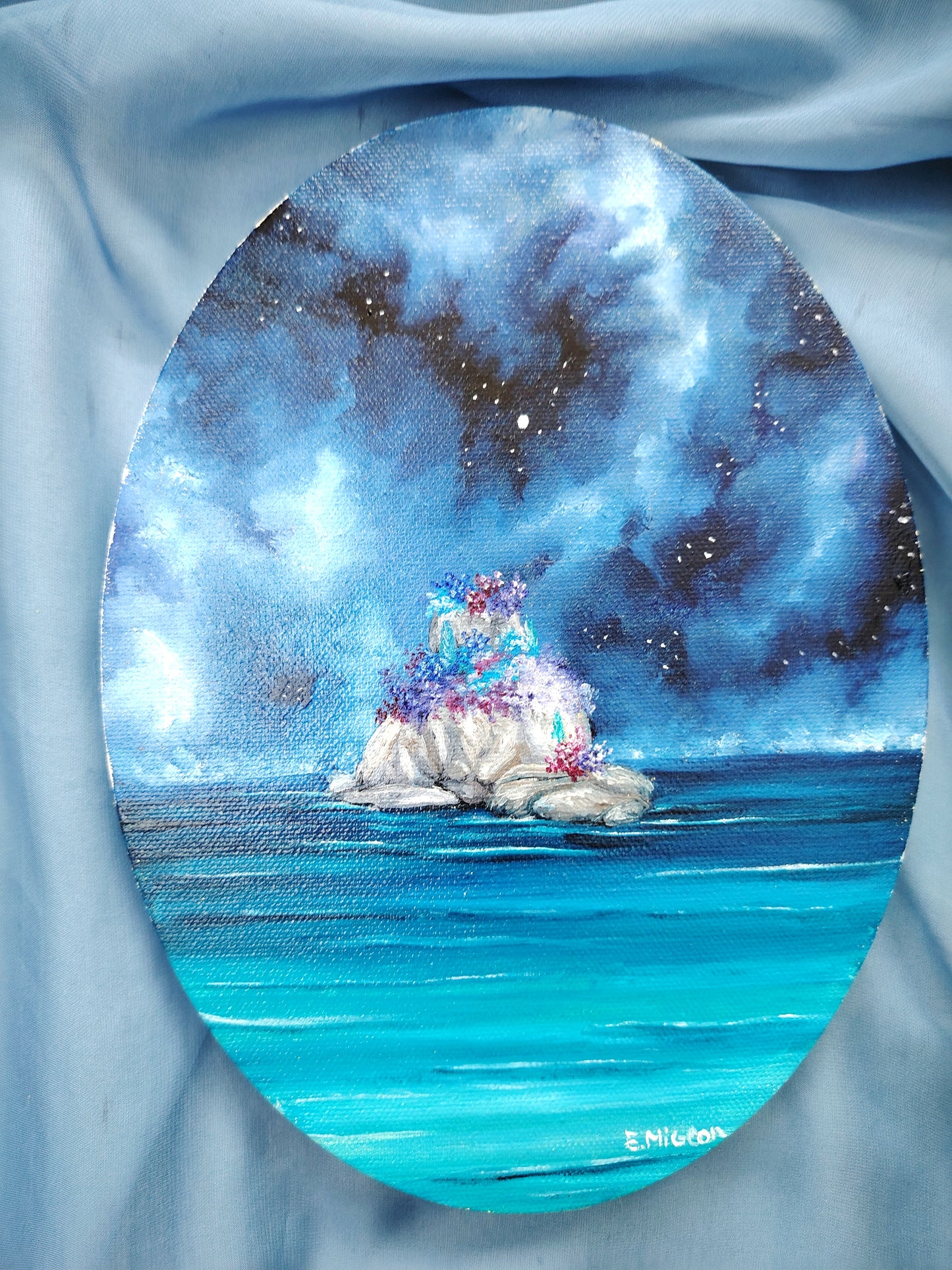 Peinture à l'huile "L'île magique"