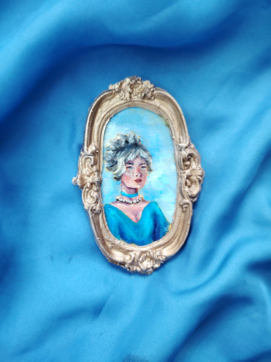 Huile sur bois miniature "Le calme avant la tempête"